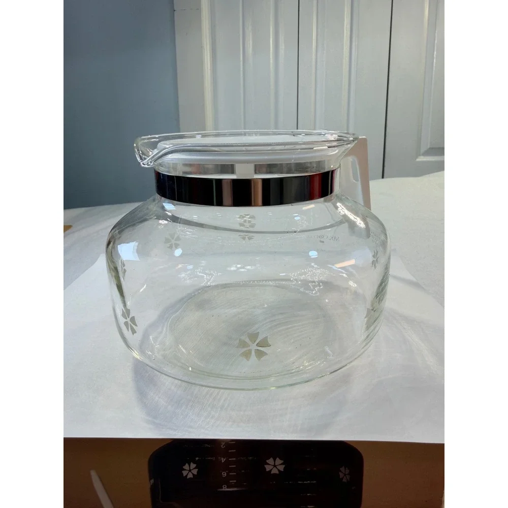 Vintage Mr. Coffee Glass Decanter Replacement Pot Model D-7C White Floral 8 Cup